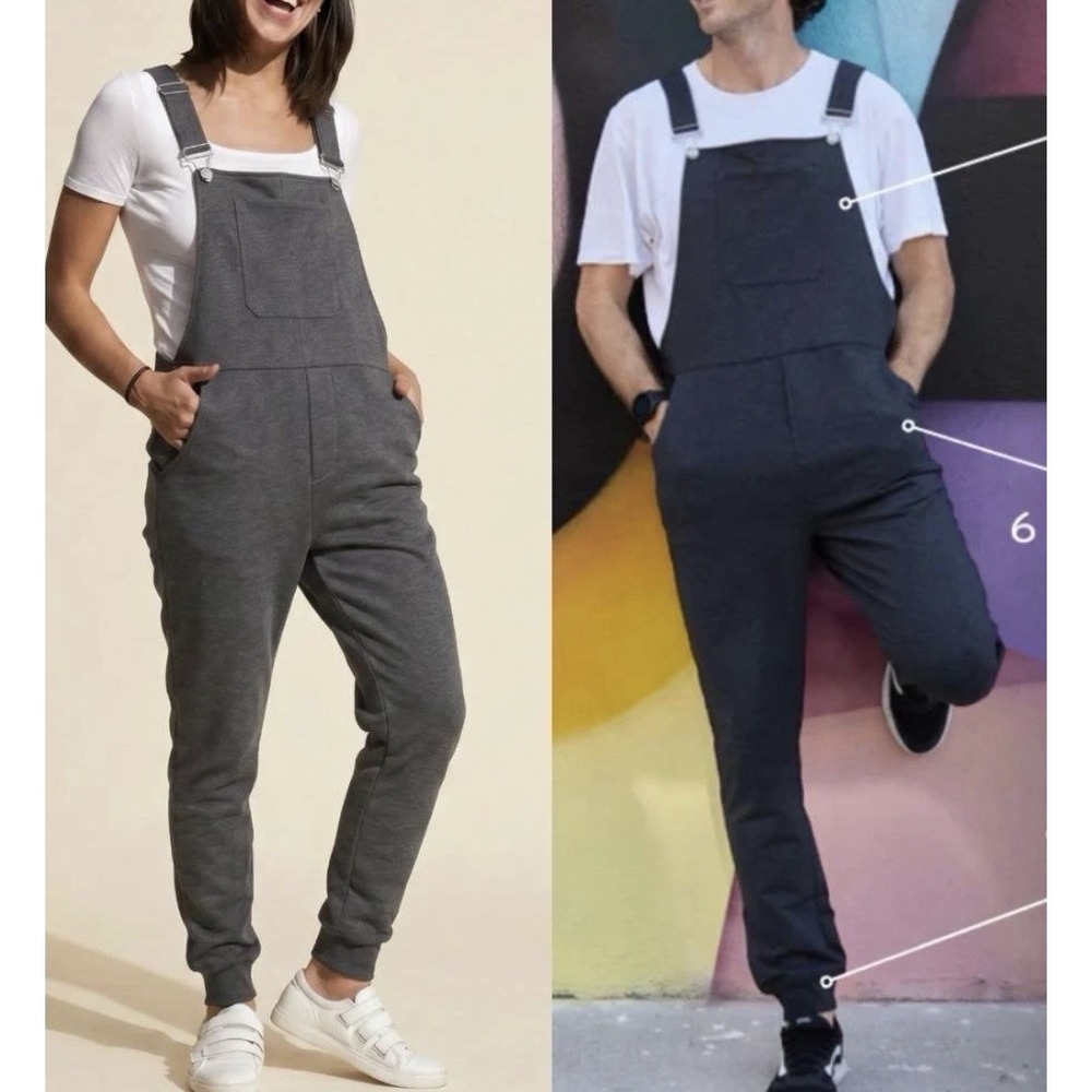 Swoveralls Unisex L Charcoal Gray Jogger Overalls Stretch Casual Lounge Farm